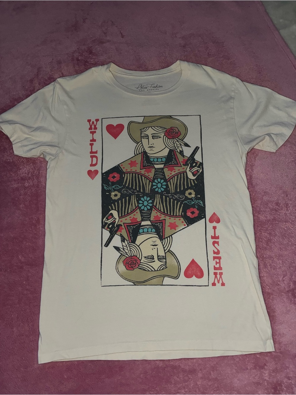 Wild West Queen of Hearts Graphic Tee - Off-White